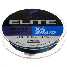 Шнур плетёный Salmo Elite х4 BRAID Dark Gray, диаметр 0.20 мм, тест 9.1 кг, 125 м