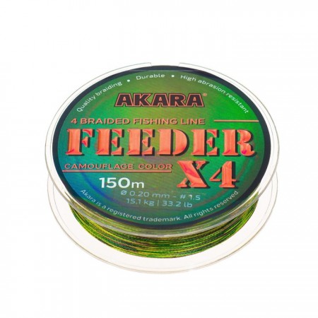 Шнур Akara Feeder X4 KMF, диаметр 0.2 мм, тест 15.1 кг, 150 м, КМФ