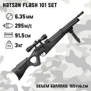 Винтовка пневматическая "Hatsan FLASH 101 SET" кал. 6.35 мм, 3 Дж, ложе - пластик, до 295 м/