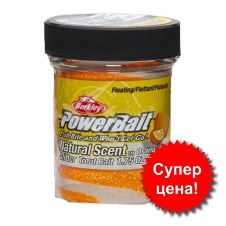 Паста форелевая Berkley PowerBait Trout, приманка, оранжевая сода, 50 гр