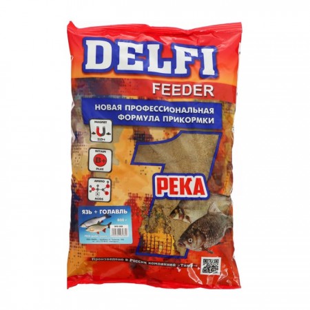 Прикормка DELFI Feeder, река, язь, голавль, укроп, 800 г