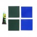 Ремкомплект, клей пвх, 2 заплатки синего и 2 заплатки зеленого цвета