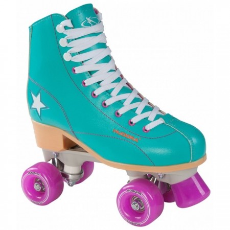 Ролики-квады Rollschuh Roller Disco, цвет зелёный/лиловый, размер 41