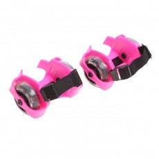 Ролики для обуви раздвижные мини, колёса световые РVC d=70 мм, ширина 6-10 см, до 70 кг, цвет розовый