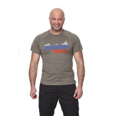 Футболка Russia, цвет олива, ткань хлопок, размер XS/44