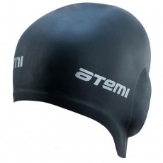 Шапочка для плавания Atemi EC101, силикон c «ушами», цвет чёрный