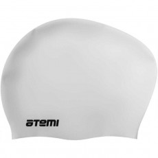 Шапочка для плавания ATEMI LC-01, силикон, для длинных волос, цвет белый