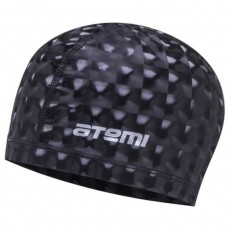 Шапочка для плавания Atemi PU 200, тканевая с полиуретановым покрытием, цвет чёрный 3D