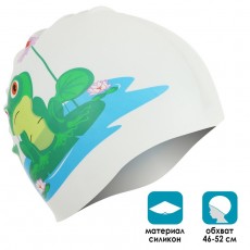 Шапочка для плавания детская «Лягушонок на кувшинке», силиконовая, обхват 46-52 см