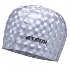 Шапочка для плавания Atemi PU 120, тканевая с полиуретановым покрытием, цвет серый 3D