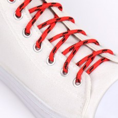 Шнурки для обуви, пара, круглые, d = 5 мм, 120 см, цвет красный/чёрный