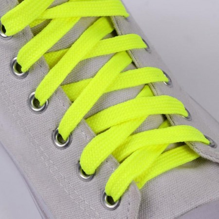 Шнурки для обуви, пара, плоские, 9 мм, 120 см, цвет жёлтый неоновый