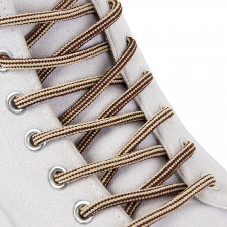 Шнурки для обуви, пара, круглые, d = 4,5 мм, 130 см, цвет коричнево-бежевый