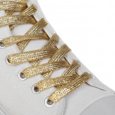 Шнурки для обуви, пара, плоские, 8 мм, 110 см, цвет золотистый