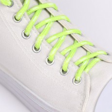 Шнурки для обуви, пара, круглые, d = 5 мм, 120 см, цвет салатовый/белый