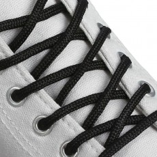 Шнурки для обуви, пара, круглые, d = 4,5 мм, 130 см, фасовка 25 шт, цвет чёрный