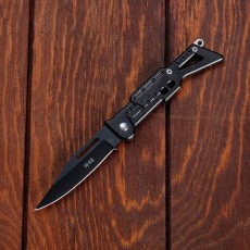 Нож складной "Автомат", чёрное лезвие 6,4 см, рукоять пластик, 15 см микс