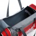Сумка спортивная на молнии, с увеличением, 3 наружных кармана, длинный ремень, цвет серый/красный