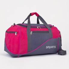 Сумка спортивная на молнии с подкладкой, 3 наружных кармана, цвет серый/розовый