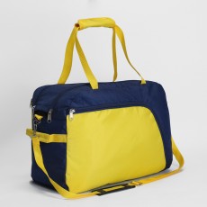 Сумка спортивная на молнии, 2 наружных кармана, длинный ремень, цвет синий/жёлтый