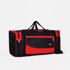 Сумка спортивная, 3 отдела на молниях, наружный карман, длинный ремень, цвет чёрный/красный