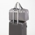 Сумка дорожная на молнии, наружный карман, длинный ремень, держатель для чемодана, цвет серый
