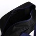 Сумка спортивная на молнии, наружный карман, длинный ремень, цвет чёрный/синий