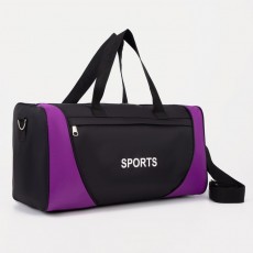 Сумка спортивная на молнии, наружный карман, цвет чёрный/фиолетовый
