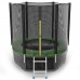Батут EVO JUMP External 6 ft, d=183 см, с внешней сеткой, нижней сеткой и лестницей, зелёный