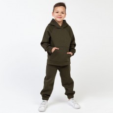 Костюм детский с начёсом (худи, брюки) KAFTAN "Basic line", размер 28 (86-92), цвет хаки