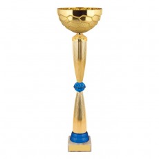 Кубок с металлической чашей, основание из мрамора, h=35 см, цвет золото, синий