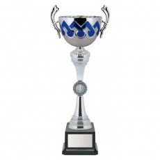 Кубок с металлической чашей, основание из мрамора, h=42 см, цвет серебро, синий