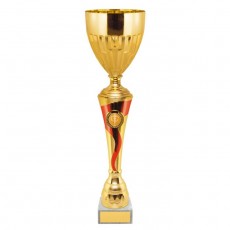 Кубок с металлической чашей, основание из мрамора, h=46,5 см, цвет золото, красный