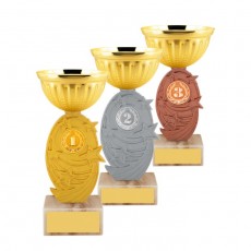 Кубок с металлической чашей, основание из мрамора, h=14,5 см, цвет золото, бронза