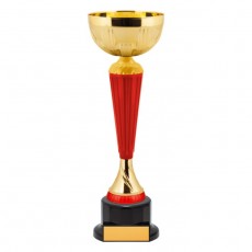 Кубок с металлической чашей, основание из пластика, h=28 см, цвет золото, красный