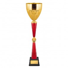 Кубок с металлической чашей, основание из пластика, h=51 см, цвет золото, красный
