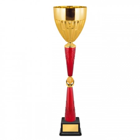 Кубок с металлической чашей, основание из пластика, h=51 см, цвет золото, красный