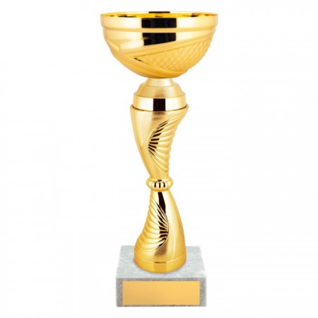 Кубок с металлической чашей, основание из мрамора, h=28 см, цвет золото