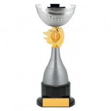 Кубок с металлической чашей, основание из пластика, h=20 см, цвет золото, серебро
