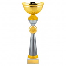 Кубок с металлической чашей, основание из мрамора, h=31 см, цвет золото, серебро