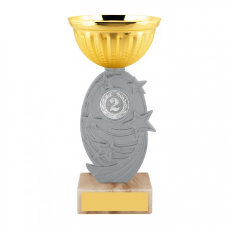 Кубок спортивный, площадка под нанесение, высота 16,5 см, цвет серебро