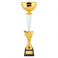 Кубок с металлической чашей, основание из пластика, h=39,5 см, цвет золото, белый