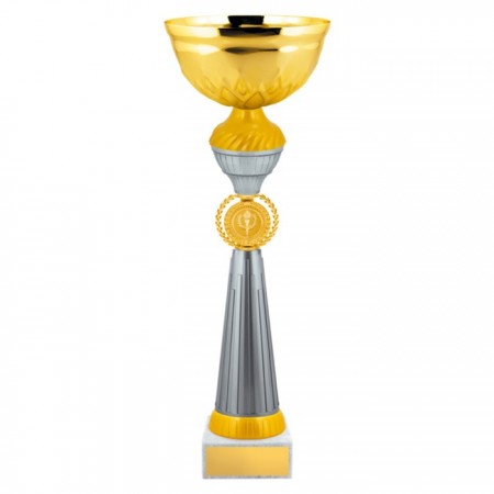 Кубок с металлической чашей, основание из мрамора, h=27,5 см, цвет золото, серебро