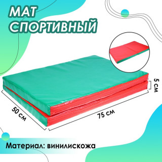 Мат 100 x 75 x 5 см, 1 сложение, винилискожа, цвет красный/зелёный