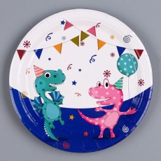 Тарелка бумажная «Счастливые динозаврики», в наборе 6 шт.