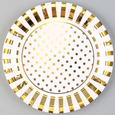 Тарелка бумажная «Горох», в наборе 6 шт., цвет золото