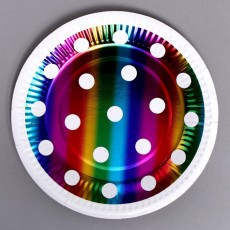 Тарелки бумажные «Горох», в наборе 6 штук, цвет радуга