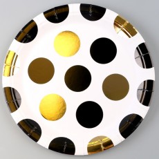 Тарелка бумажная «Горох», в наборе 6 шт., цвет чёрный