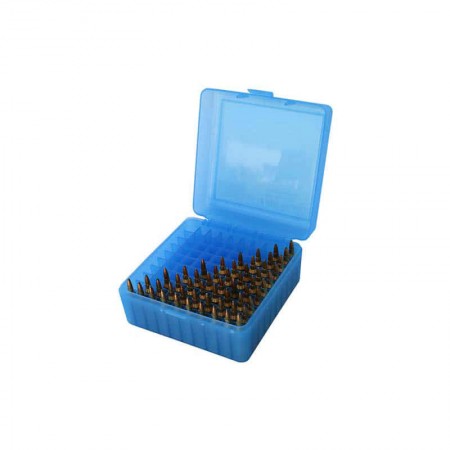 Коробка с крышкой MTM для 100 патронов к 223/222, синий, RS-100-24