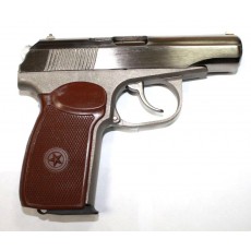 Пистолет ОООП МР-80-13Т к .45 Rubber никель, коричневая рукоятка